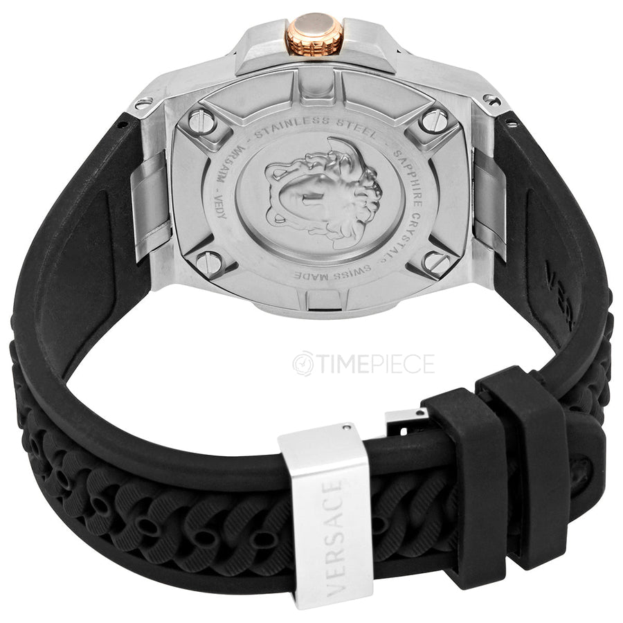 Versace Chain Reaction Quartz White Dial Black Rubber Strap Watch for Men - VEDY00219