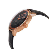 Swarovski Crystalline Hours Black Dial Black Leather Strap Watch for Women - 5295377