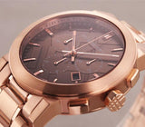 Burberry The City Grey Dial Rose Gold Steel Strap Watch for Men - BU9353