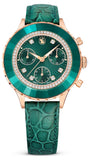 Swarovski Octea Chrono Green Dial Green Leather Strap Watch for Women - 5672931