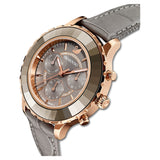 Swarovski Octea Lux Chrono Grey Dial Grey Leather Strap Watch for Women - 5452495