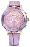 Swarovski Octea Lux Chrono Purple Dial Purple Leather Strap Watch for Women - 5632263