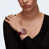 Swarovski Octea Lux Chrono Red Dial Red Leather Strap Watch for Women - 5547642