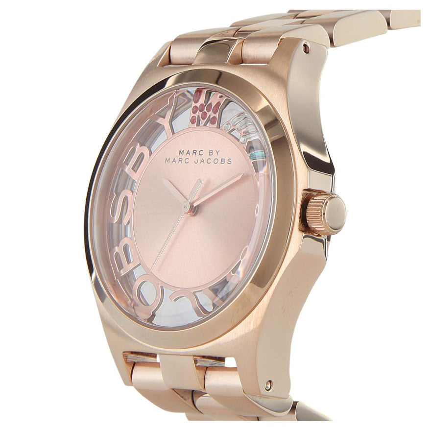Marc Jacobs Henry Skeleton Rose Gold Dial Rose Gold Steel Strap Watch for Women - MBM3264