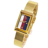 Gucci G-Frame Mother of Pearl Dial Yellow Gold Mesh Bracelet Watch For Women - YA147410