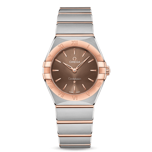 Omega Constellation Quartz Brown Dial Silver Steel Strap Watch for Women - 131.20.25.60.13.001