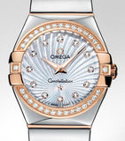 Omega Constellation Diamonds Mother of Pearl Dial Two Tone Steel Strap Watch for Women - 123.25.27.60.55.006