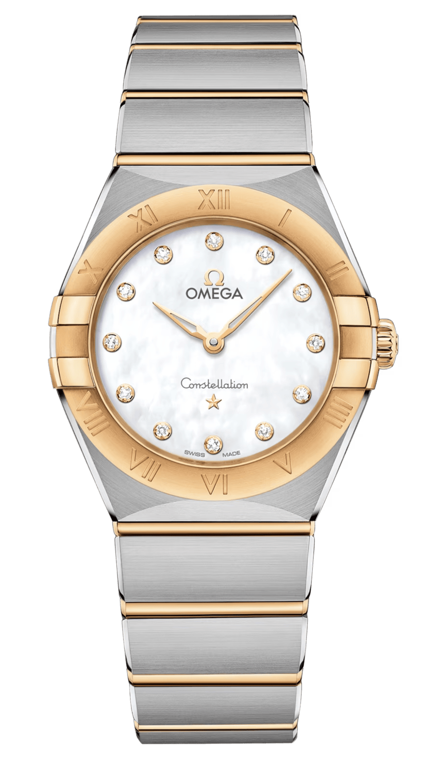 Omega Constellation Manhattan Mother of Pearl Dial Two Tone Steel Strap Watch for Women - 131.20.28.60.55.002