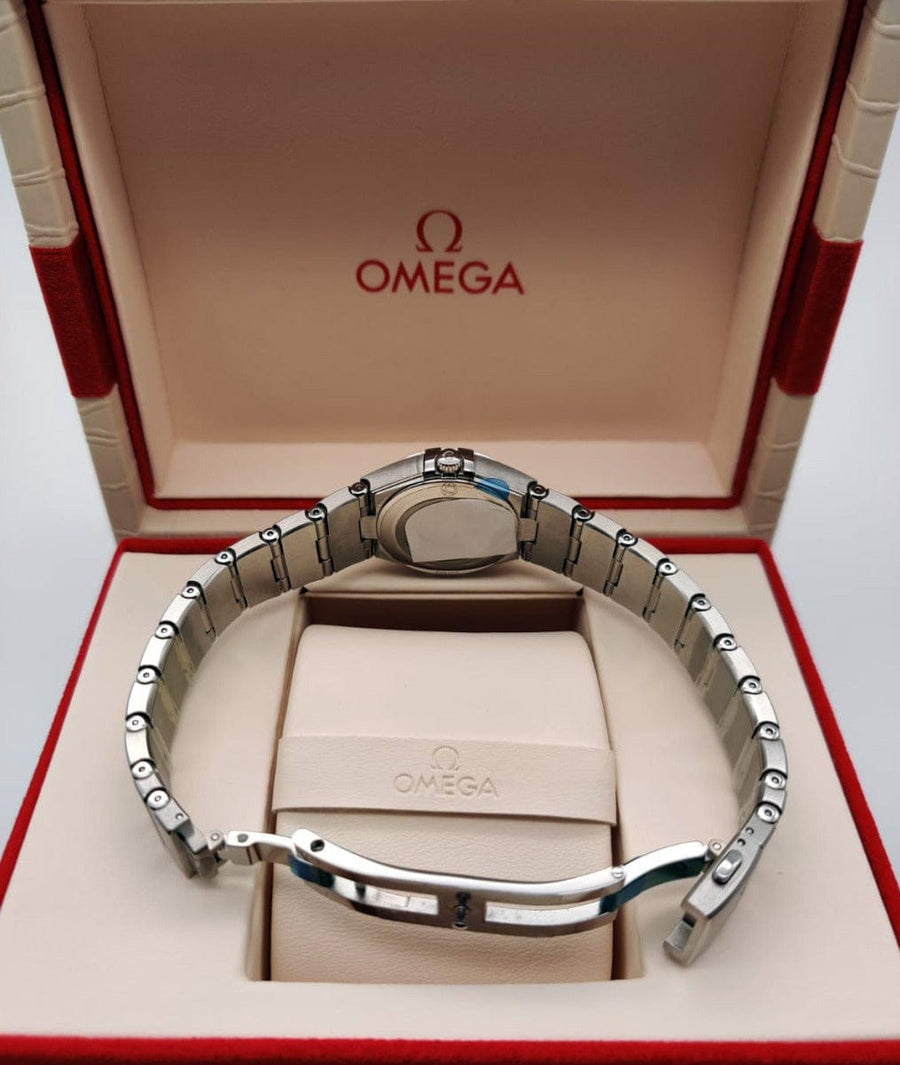 Omega Constellation Manhattan Quartz Diamonds Blue Dial Silver Steel Strap Watch for Women - 131.10.25.60.53.001