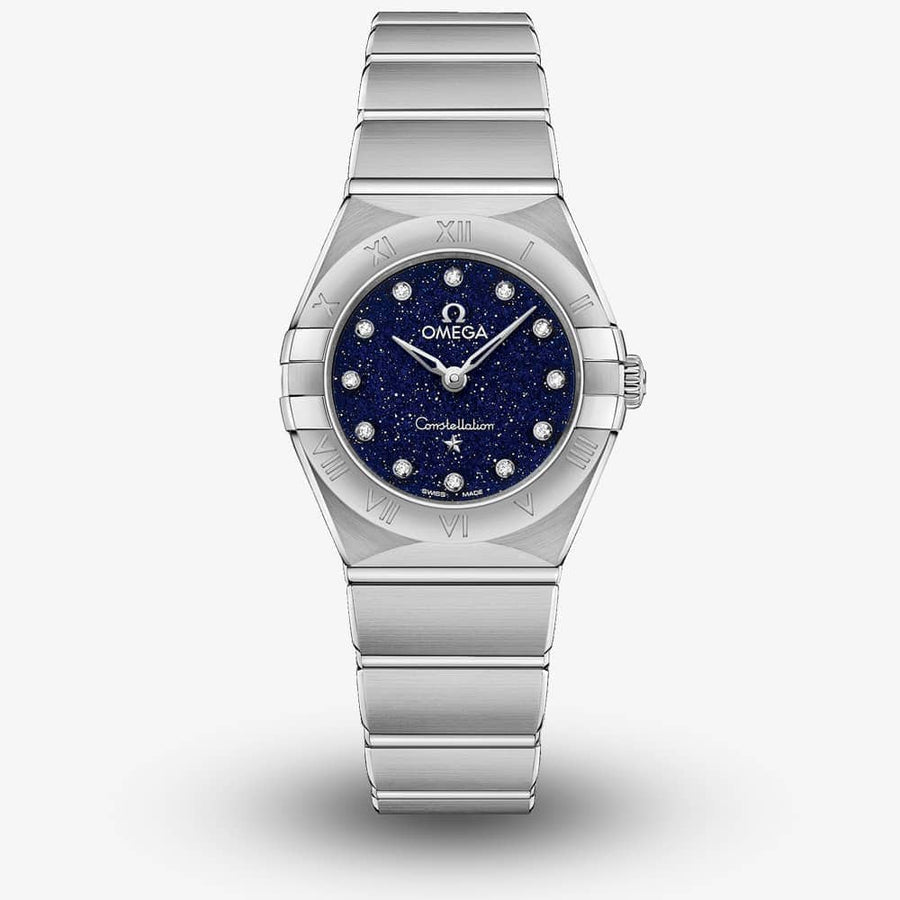 Omega Constellation Manhattan Quartz Diamonds Blue Dial Silver Steel Strap Watch for Women - 131.10.25.60.53.001