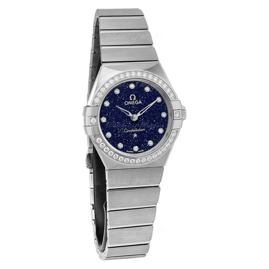 Omega Constellation Manhattan Quartz Diamonds Blue Dial Silver Steel Strap Watch for Women - 131.15.25.60.53.001