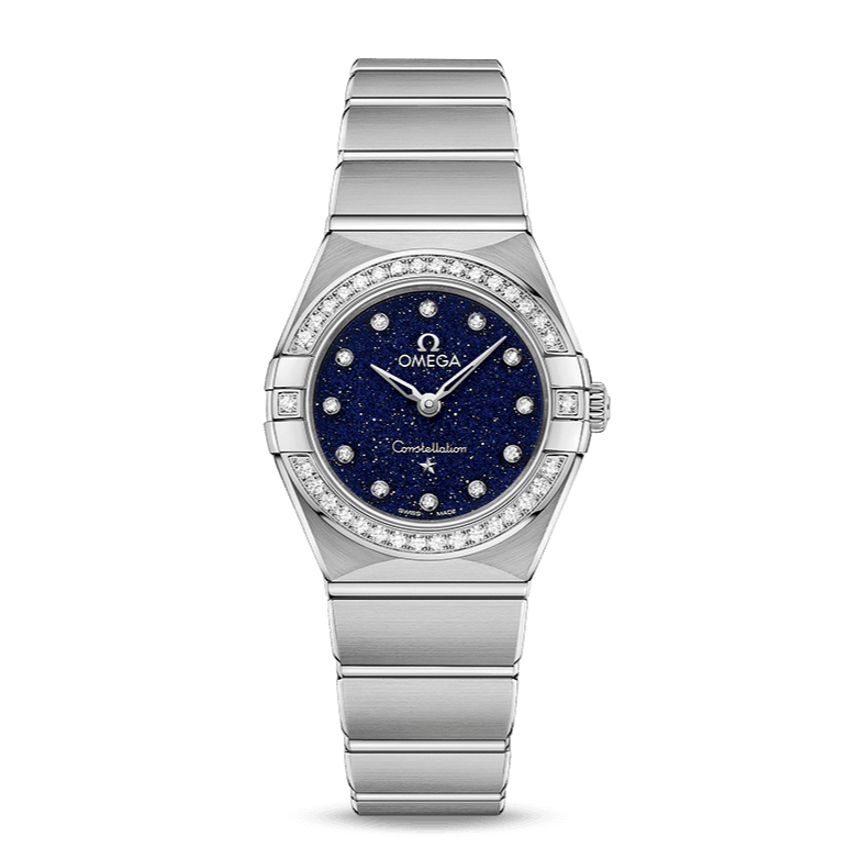Omega Constellation Manhattan Quartz Diamonds Blue Dial Silver Steel Strap Watch for Women - 131.15.25.60.53.001