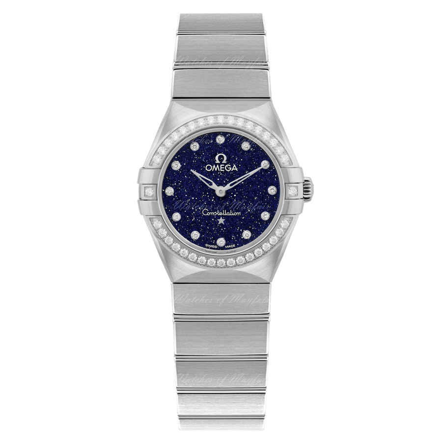 Omega Constellation Manhattan Quartz Diamonds Blue Dial Silver Steel Strap Watch for Women - 131.15.25.60.53.001