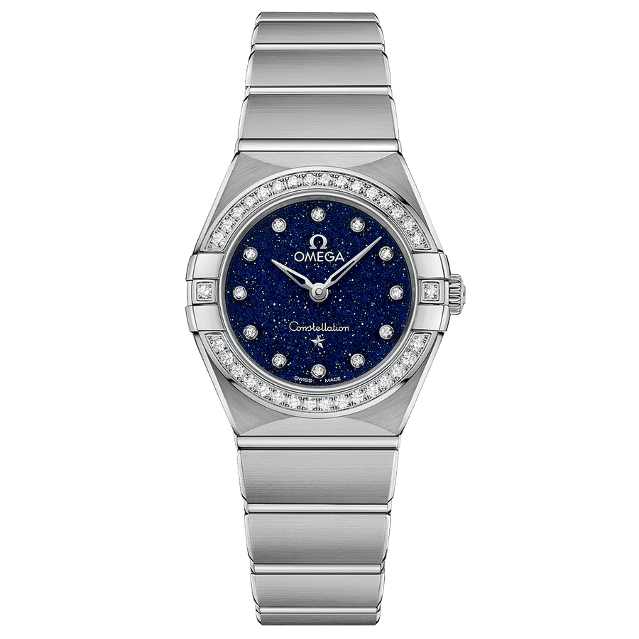 Omega Constellation Manhattan Quartz Diamonds Blue Dial Silver Steel Strap Watch for Women - 131.15.25.60.53.001