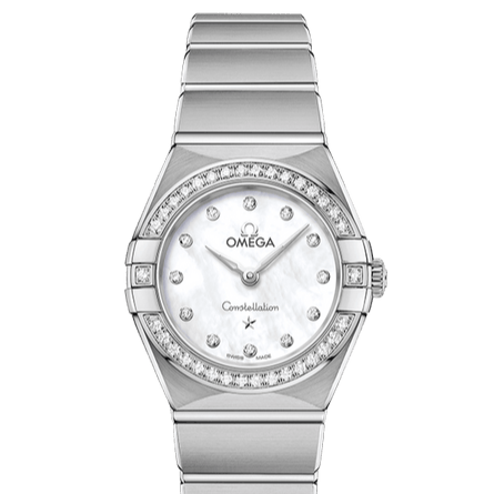 Omega Constellation Manhattan Quartz Diamonds Mother of Pearl Dial Silver Steel Strap Watch for Women - 131.15.25.60.55.001