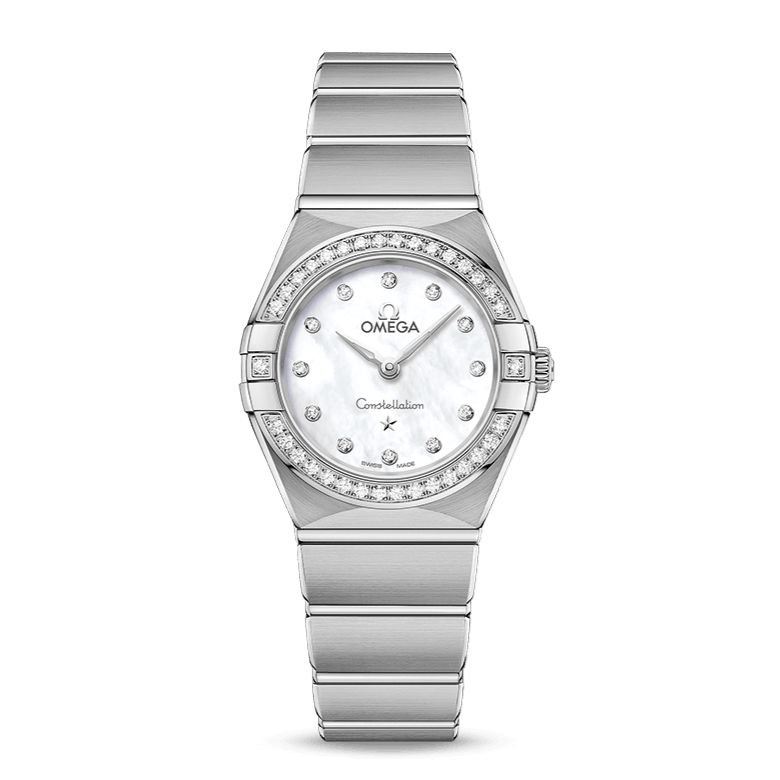 Omega Constellation Manhattan Quartz Diamonds Mother of Pearl Dial Silver Steel Strap Watch for Women - 131.15.25.60.55.001