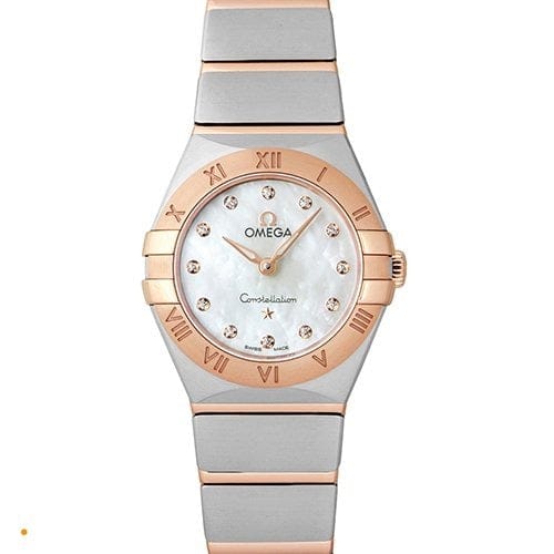 Omega Constellation Manhattan Quartz Diamonds Mother of Pearl Dial Two Tone Steel Strap Watch for Women - 131.20.25.60.55.001