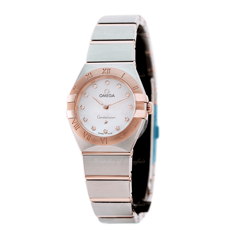 Omega Constellation Manhattan Quartz Diamonds Mother of Pearl Dial Two Tone Steel Strap Watch for Women - 131.20.25.60.55.001