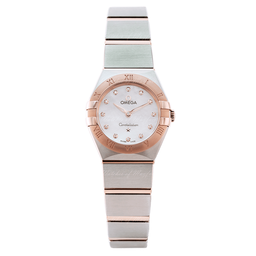 Omega Constellation Manhattan Quartz Diamonds Mother of Pearl Dial Two Tone Steel Strap Watch for Women - 131.20.25.60.55.001