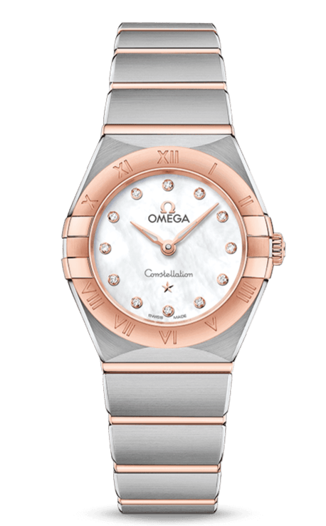 Omega Constellation Manhattan Quartz Diamonds Mother of Pearl Dial Two Tone Steel Strap Watch for Women - 131.20.25.60.55.001