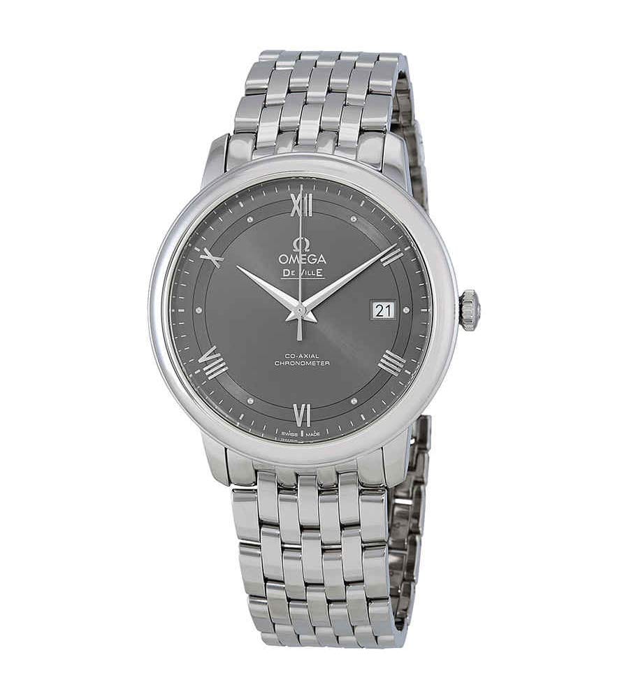 Omega De Ville Prestige Co-Axial Automatic Grey Dial Silver Steel Strap Watch for Men - 424.10.40.20.06.001