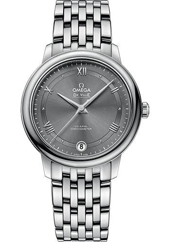 Omega De Ville Prestige Co-Axial Automatic Grey Dial Silver Steel Strap Watch for Men - 424.10.40.20.06.001