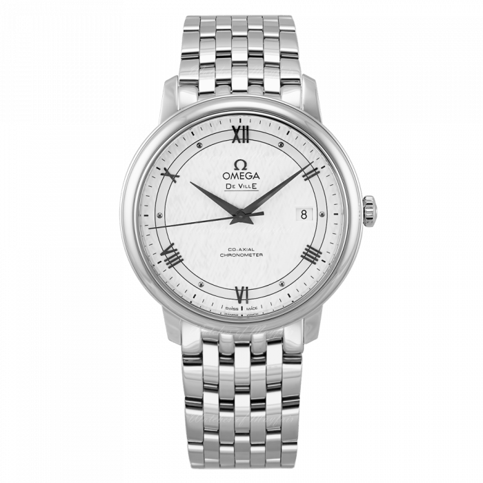 Omega De Ville Prestige Co Axial Automatic White Dial Silver Steel Strap Watch for Men - 424.10.40.20.02.005