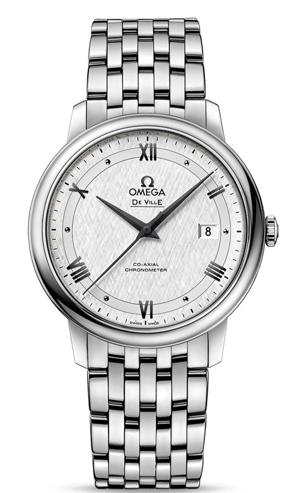 Omega De Ville Prestige Co Axial Automatic White Dial Silver Steel Strap Watch for Men - 424.10.40.20.02.005