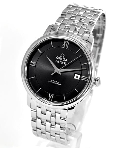 Omega De Ville Prestige Co-Axial Black Dial Silver Steel Strap Watch for Men - 424.10.40.20.01.001