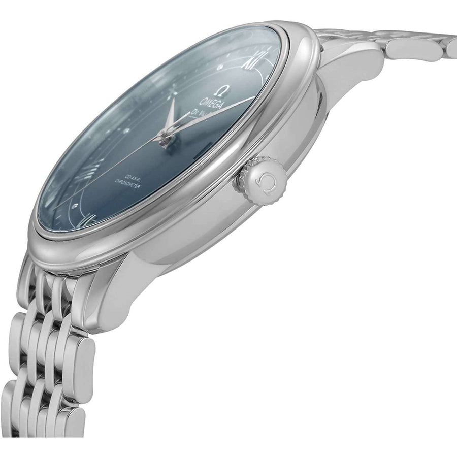 Omega De Ville Prestige Co-Axial Blue Dial Silver Steel Strap Watch for Men - 424.10.40.20.03.002
