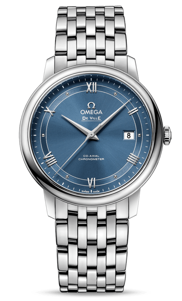 Omega De Ville Prestige Co-Axial Blue Dial Silver Steel Strap Watch for Men - 424.10.40.20.03.002