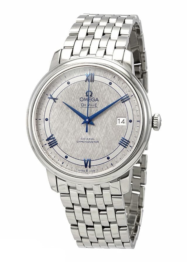 Omega De Ville Prestige Co-Axial Grey Dial Silver Steel Strap Watch for Men - 424.10.40.20.06.002