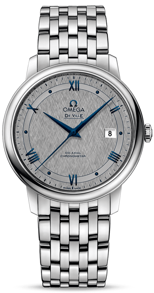 Omega De Ville Prestige Co-Axial Grey Dial Silver Steel Strap Watch for Men - 424.10.40.20.06.002