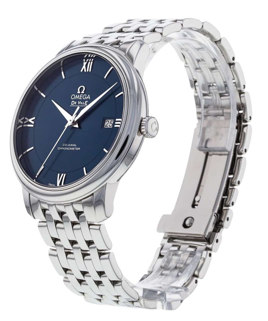 Omega De Ville Prestige Co-Axial Orbis Blue Dial Silver Steel Strap Watch for Men - 424.10.40.20.03.001