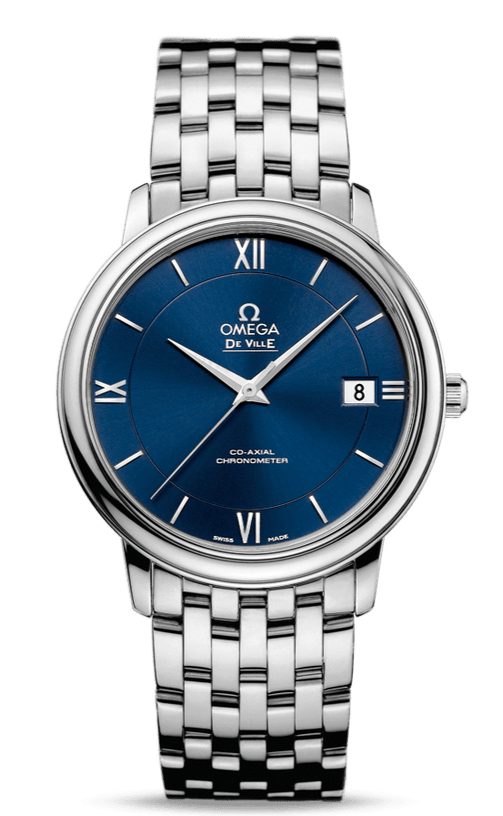 Omega De Ville Prestige Co-Axial Orbis Blue Dial Silver Steel Strap Watch for Men - 424.10.40.20.03.001