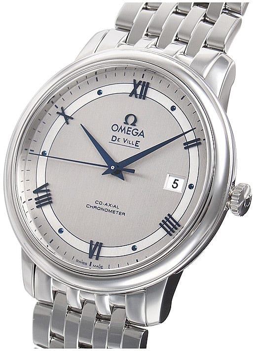 Omega De Ville Prestige Co-Axial Rhodium Silver Dial Silver Steel Strap Watch for Men - 424.10.40.20.02.001