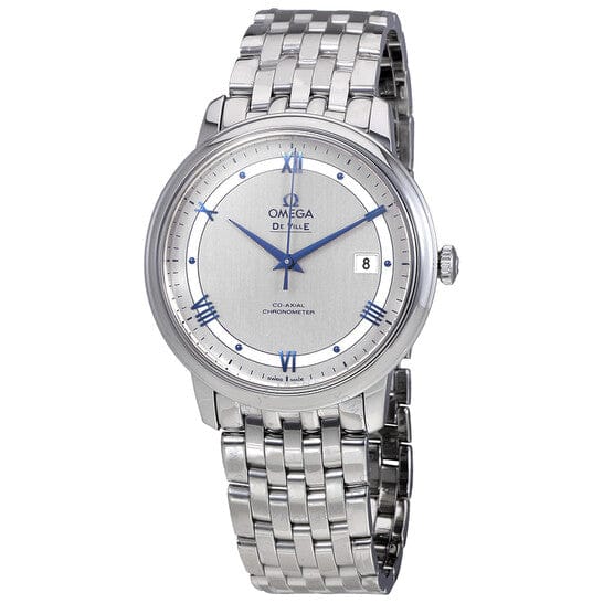 Omega De Ville Prestige Co-Axial Rhodium Silver Dial Silver Steel Strap Watch for Men - 424.10.40.20.02.001