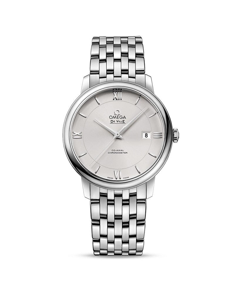 Omega De Ville Prestige Co-Axial Silver Dial Silver Steel Strap Watch for Men - 424.10.40.20.02.003