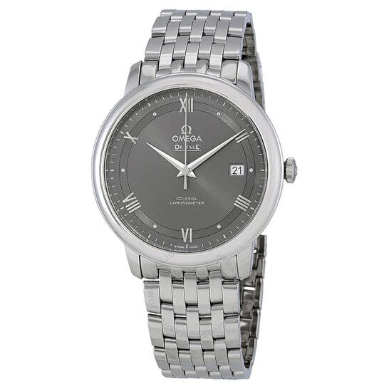 Omega De Ville Prestige Co-Axial Automatic Grey Dial Silver Steel Strap Watch for Men - 424.10.40.20.06.001