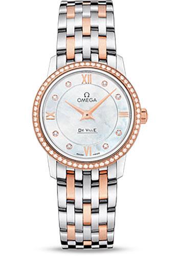 Omega De Ville Prestige Quartz Diamonds Silver Dial Two Tone Steel Strap Watch for Women - 424.25.27.60.52.001