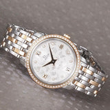 Omega De Ville Prestige Quartz Diamonds Silver Dial Two Tone Steel Strap Watch for Women - 424.25.27.60.52.001