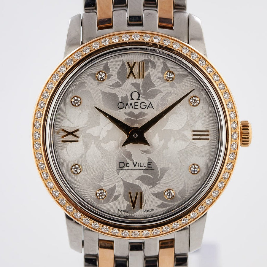 Omega De Ville Prestige Quartz Diamonds Silver Dial Two Tone Steel Strap Watch for Women - 424.25.27.60.52.001
