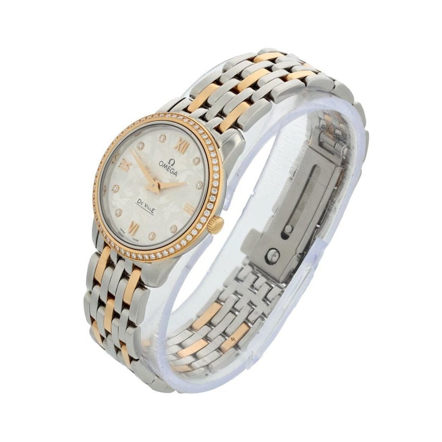 Omega De Ville Prestige Quartz Diamonds Silver Dial Two Tone Steel Strap Watch for Women - 424.25.27.60.52.001