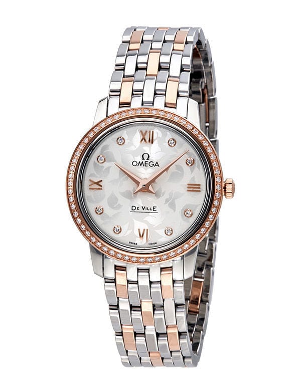 Omega De Ville Prestige Quartz Diamonds Silver Dial Two Tone Steel Strap Watch for Women - 424.25.27.60.52.001