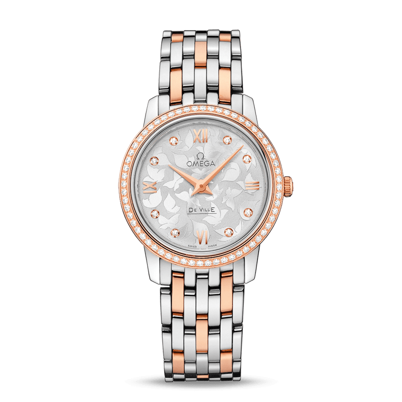 Omega De Ville Prestige Quartz Diamonds Silver Dial Two Tone Steel Strap Watch for Women - 424.25.27.60.52.001
