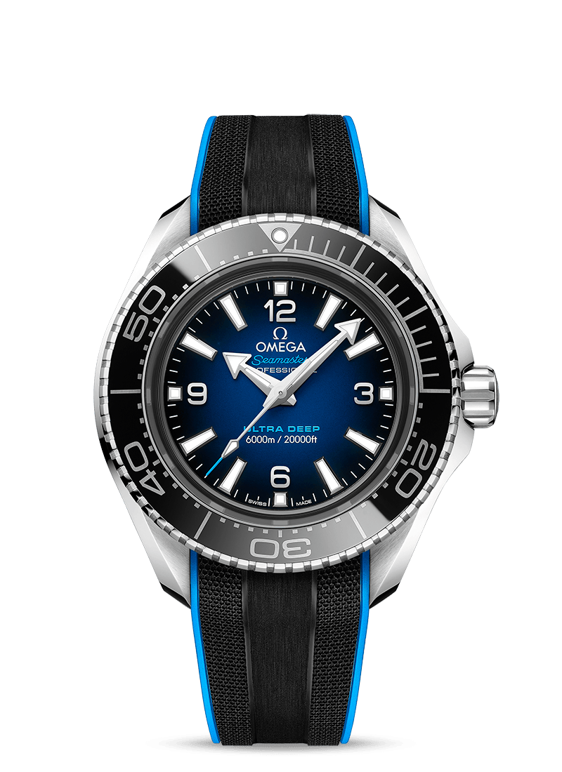 Omega Planet Ocean 6000M Co Axial Master Chronometer 45.5mm Blue Dial Black Rubber Strap Watch for Men - 21532462103001