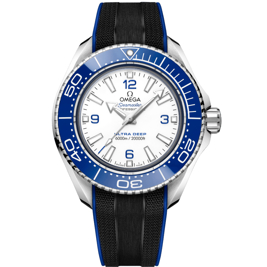 Omega Planet Ocean 6000M Co Axial Master Chronometer 45.5mm White Dial Black Rubber Strap Watch for Men - 21532462104001