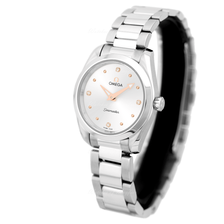 Omega Seamaster Aqua Terra Quartz Diamond Silver Dial Silver Steel Strap Watch for Women - 220.10.28.60.54.001