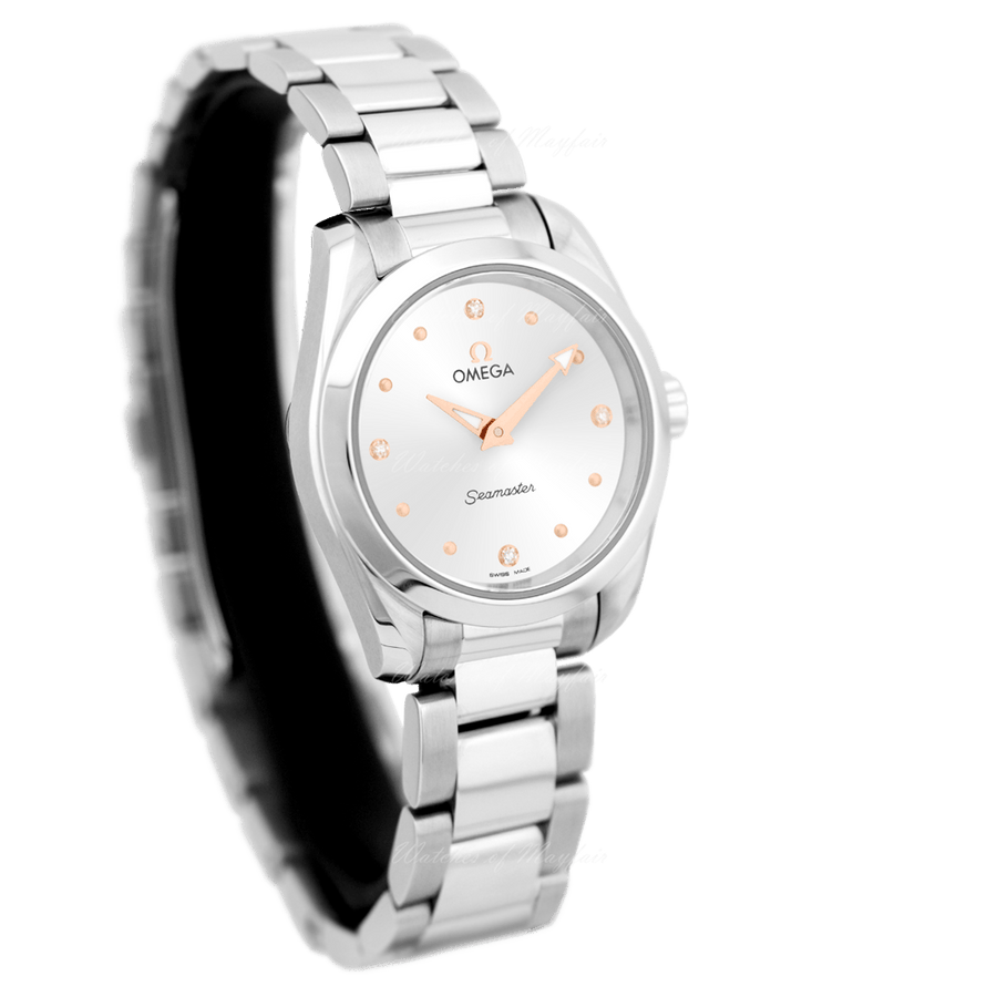 Omega Seamaster Aqua Terra Quartz Diamond Silver Dial Silver Steel Strap Watch for Women - 220.10.28.60.54.001