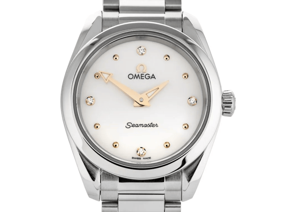 Omega Seamaster Aqua Terra Quartz Diamond Silver Dial Silver Steel Strap Watch for Women - 220.10.28.60.54.001